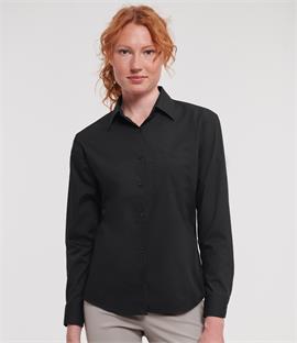 Russell Collection Ladies Long Sleeve Easy Care Poplin Shirt